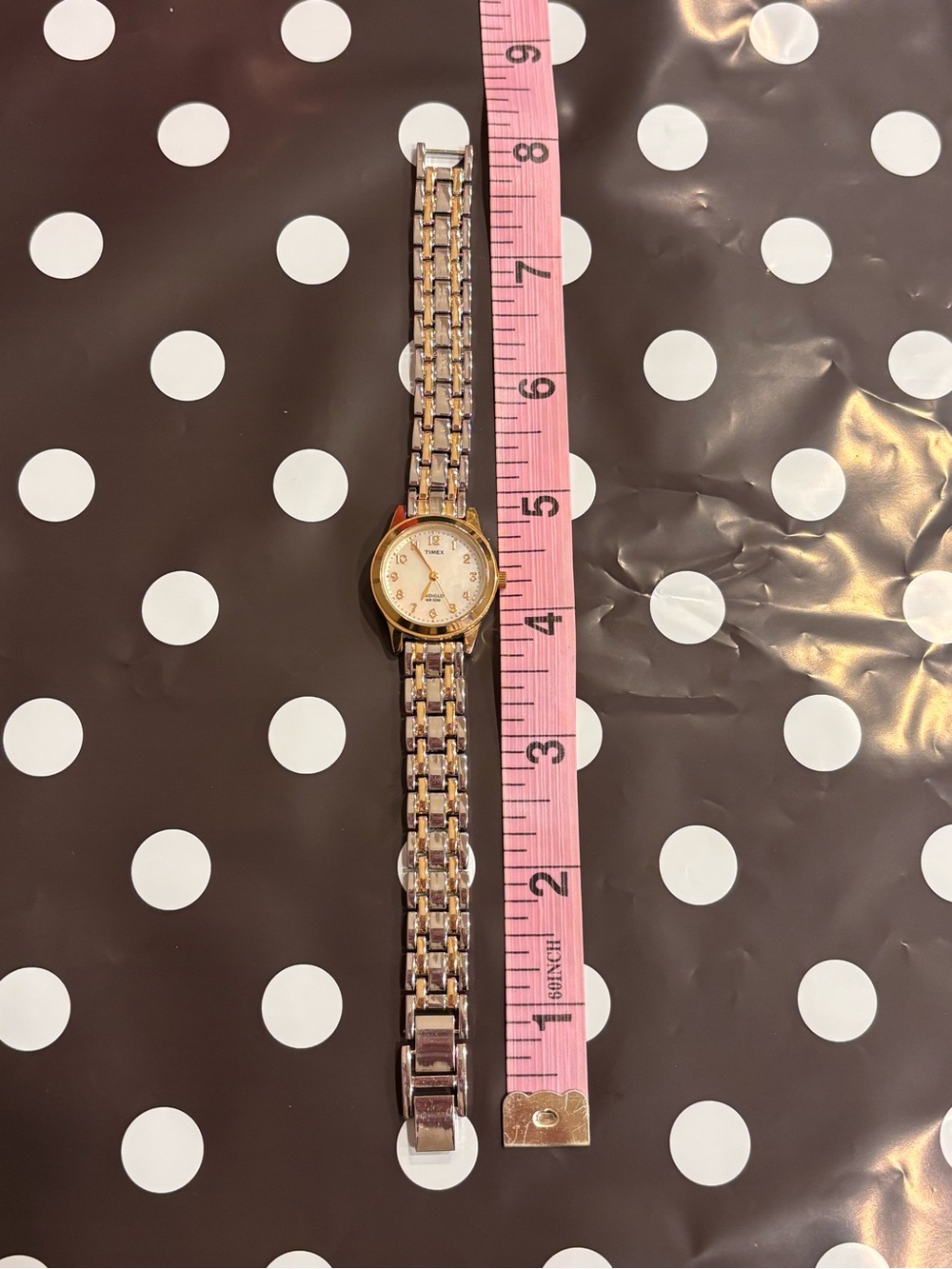 Timex T2M827 Mother of Pearl Indiglo Watch Two Tone Gold Silver 25mm - Picture 6 of 10